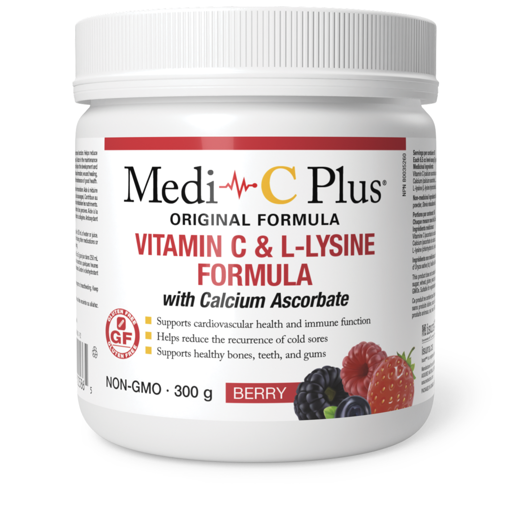 Assured Natural Medi-C Plus Vitamin C, L-Lysine and Calcium Formula Berries Flavour