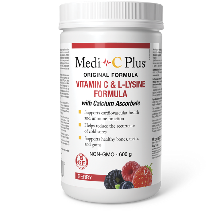 Assured Natural Medi-C Plus Vitamin C, L-Lysine and Calcium Formula Berries Flavour