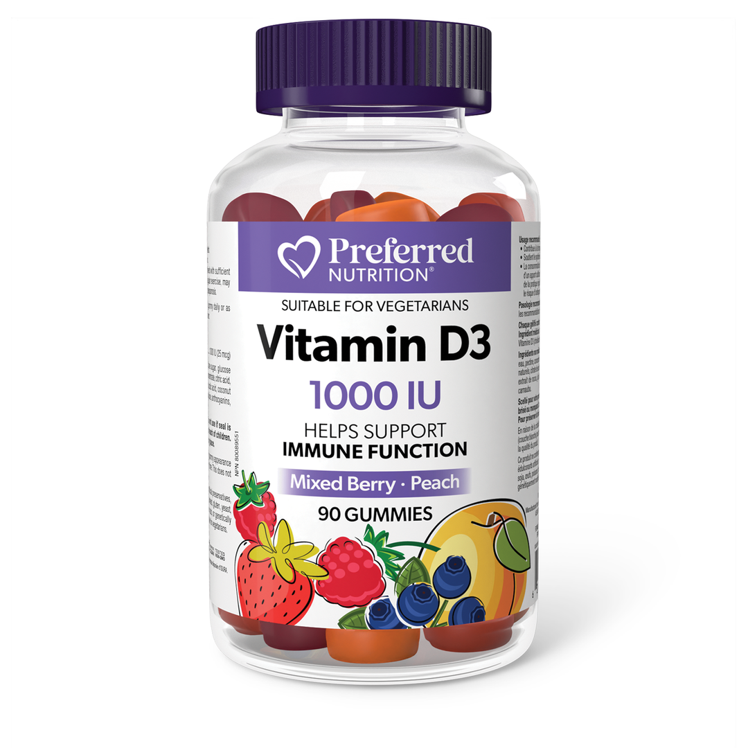 Preferred Nutrition Vitamin D3 1000UI Mixed Berry/Peach Gummies