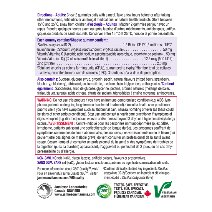 Jamieson Probiotic Immune Support Gummies Elderberry