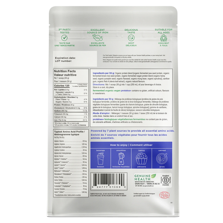 Genuine Health Fermented Organic Vegan Protein vanilla