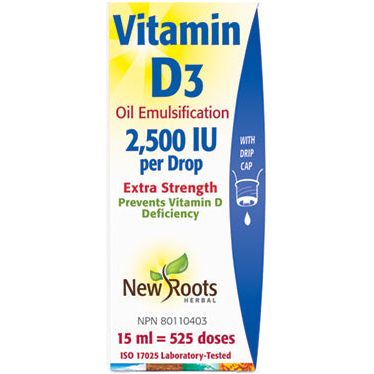 New Roots Vitamin D3 (Oil Emulsification) 2,500 IU Extra Strength