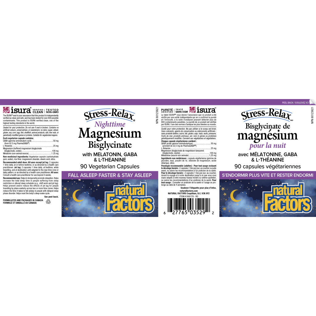 Natural Factors Stress-Relax Nighttime Magnesium Bysglycinate - 90 Capsules