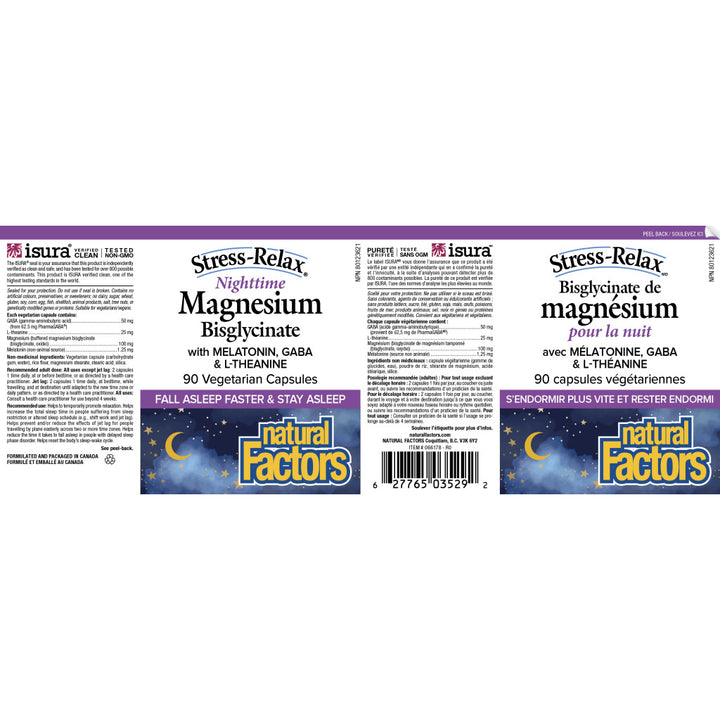 Natural Factors Stress-Relax Nighttime Magnesium Bysglycinate - 90 Capsules