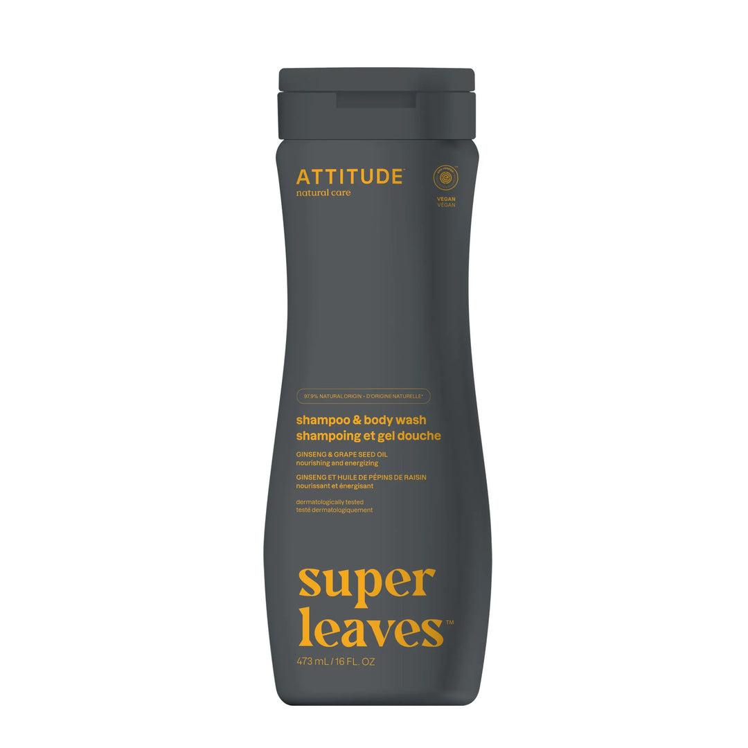 Attitude® Super Leaves™ 2-in-1 Shampoo and Body Wash Sport Ginseng & Grapeseed Oil