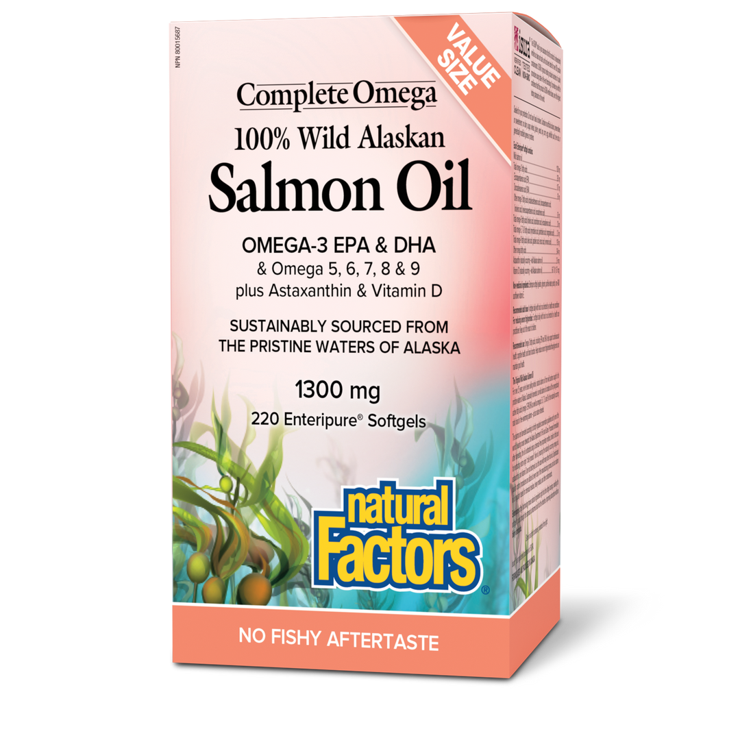 100% Wild Alaskan Salmon Oil 1300 mg, Complete Omega® Enteripure® Softgels