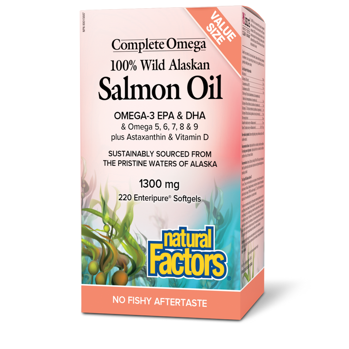 100% Wild Alaskan Salmon Oil 1300 mg, Complete Omega® Enteripure® Softgels