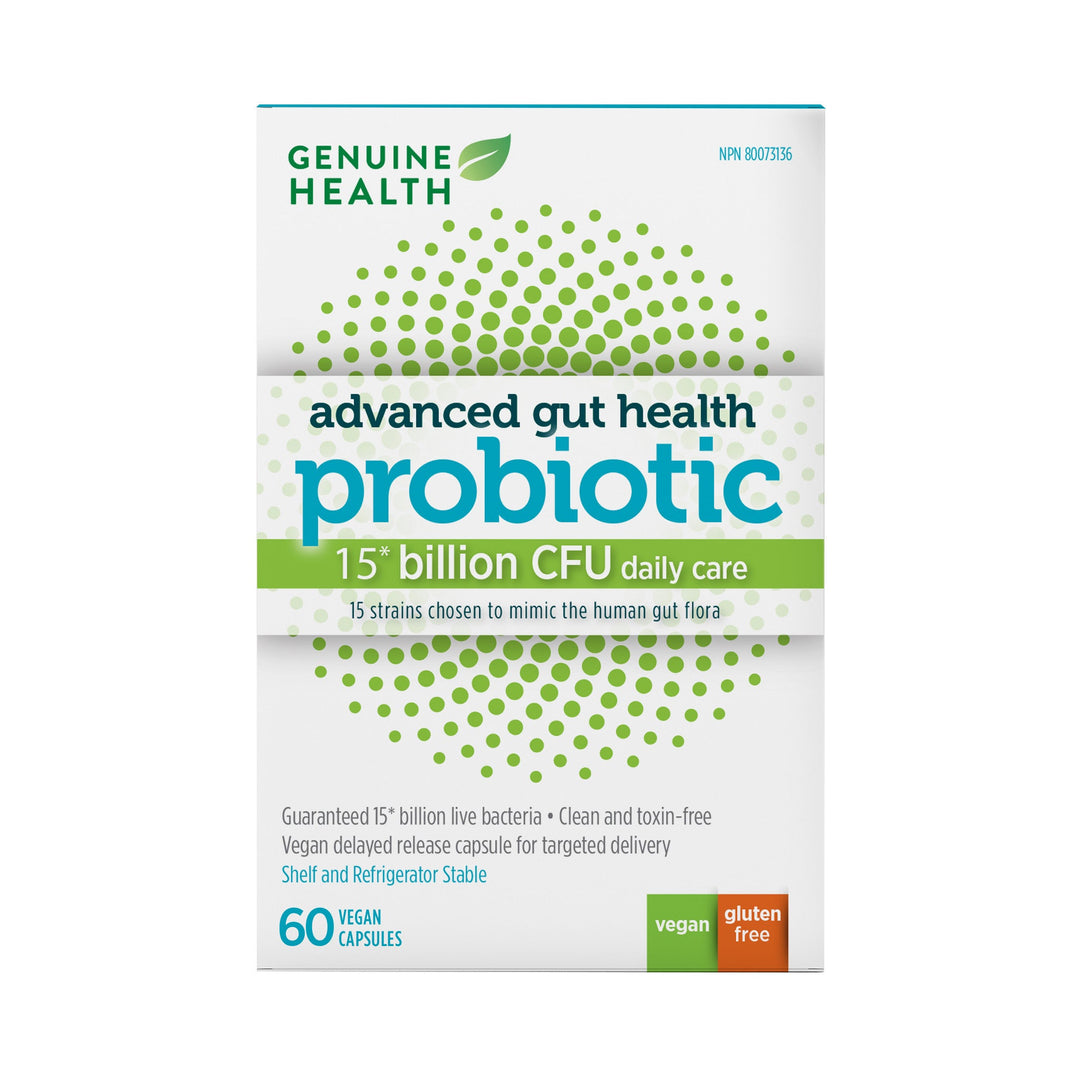 Genuine Health Advanced Gut Health Probiotics, 15 Billion CFU