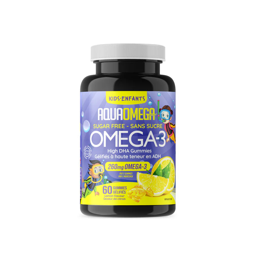 AquaOmega Omega-3 High DHA 260mg Kids Lemon Gummies