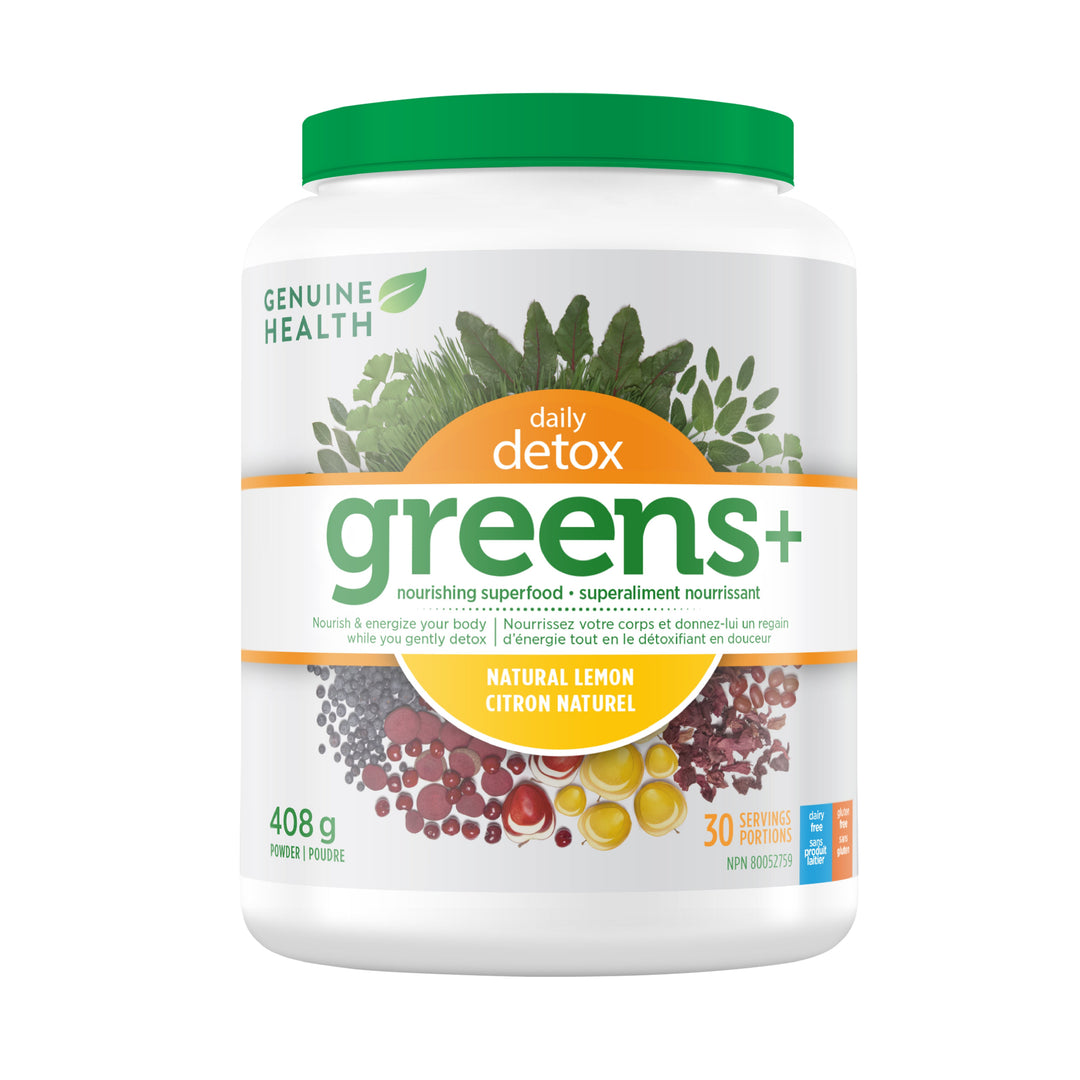 Genuine Health Greens+ Daily Detox, Natural Lemon