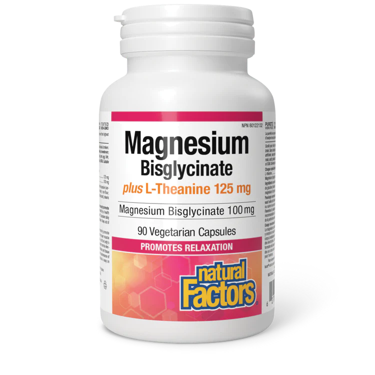 Natural Factors Magnesium Bisglycinate 100mg plus L-Theanine 125mg Capsules