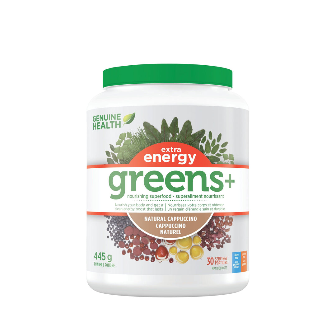 Genuine Health Greens+ Extra Energy, Natural Cappuccino