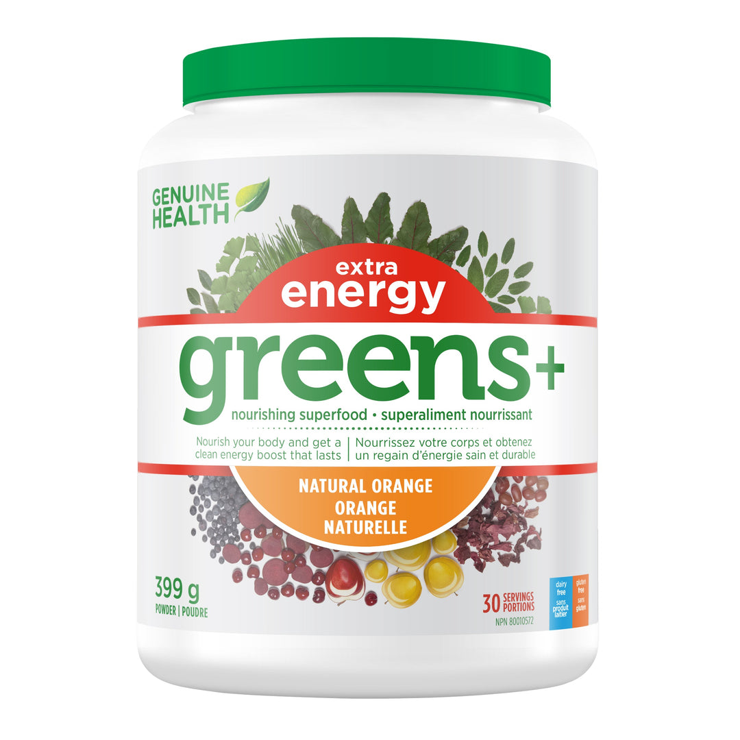 Genuine Health Greens+ Extra Energy, Natural Orange