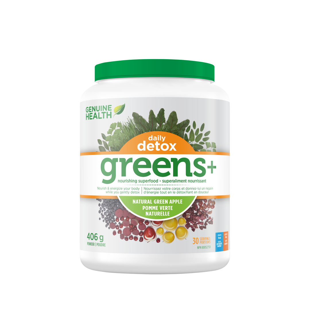 Genuine Health Greens+ Daily Detox, Natural Green Apple