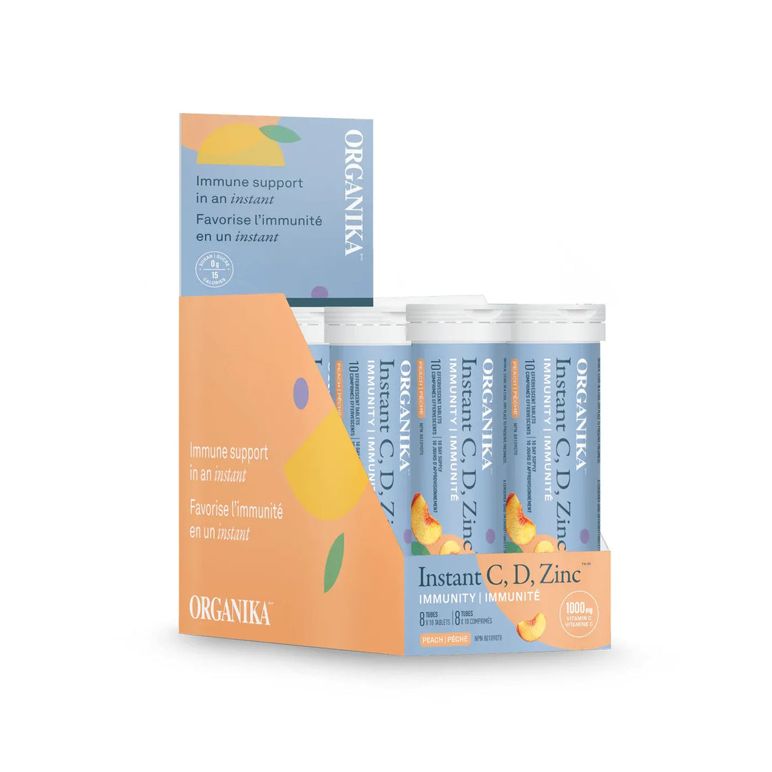 Organika Instant C, D, Zinc Immunity Effervescent, Peach