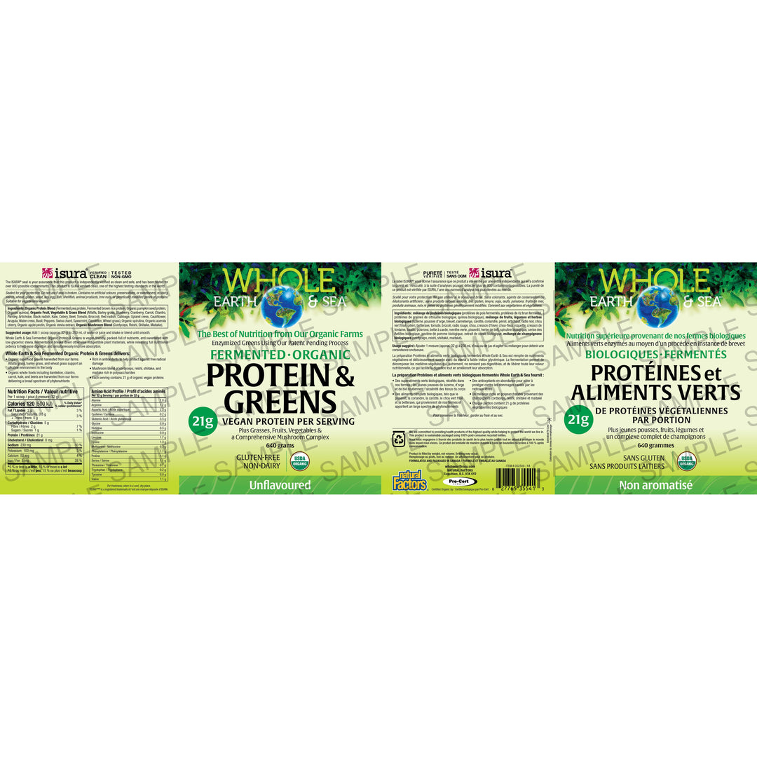 Whole Earth & Sea Powder Fermented Organic Protein & Greens, Organic Unflavoured