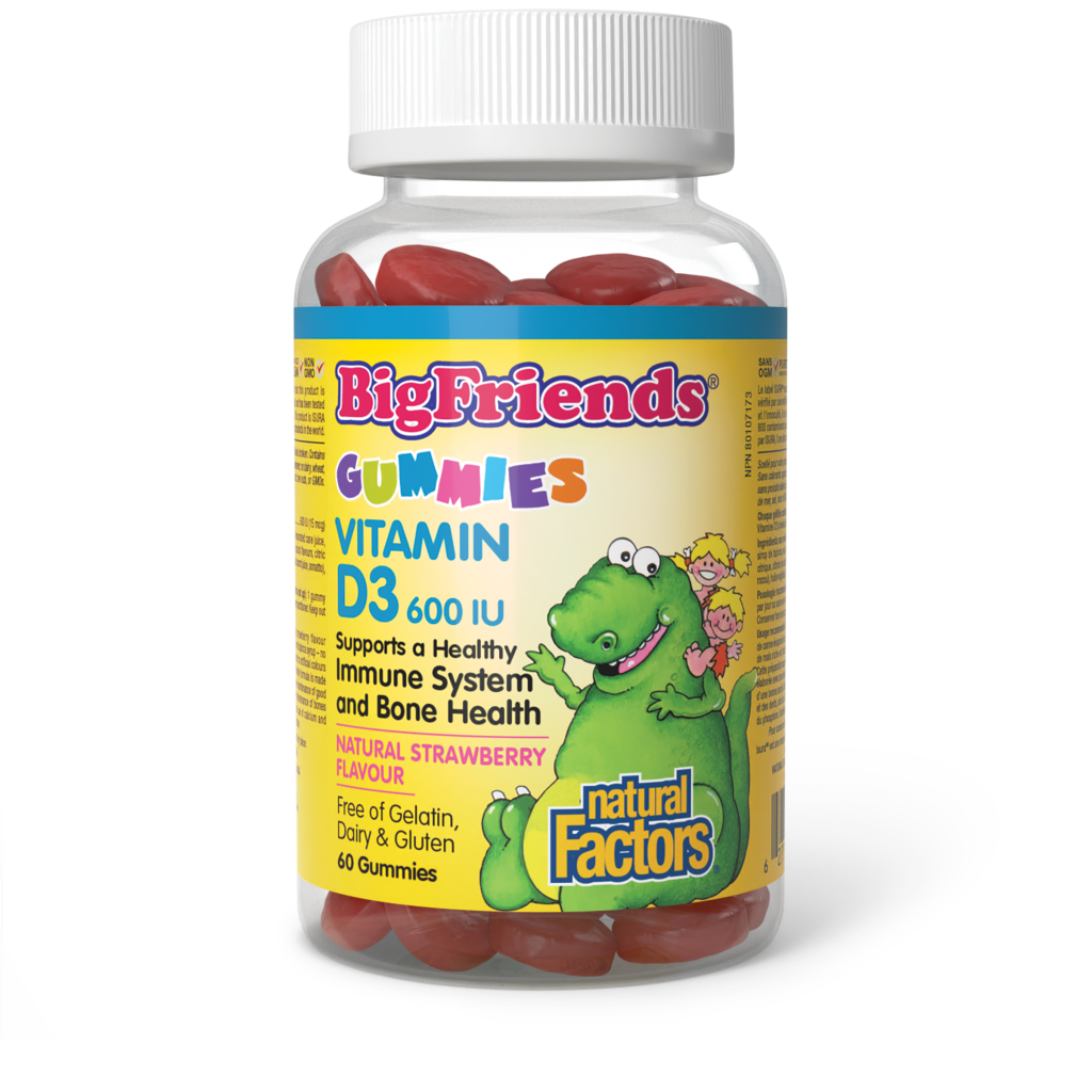 Vitamin D3 600 IU Natural Strawberry Flavour, Big Friends