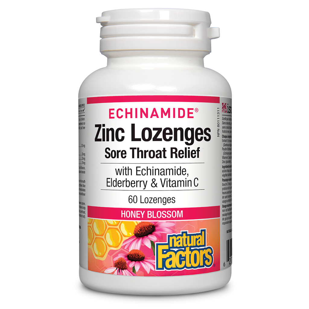 Zinc Lozenges with Echinamide, Elderberry & Vitamin C, Honey Blossom, ECHINAMIDE