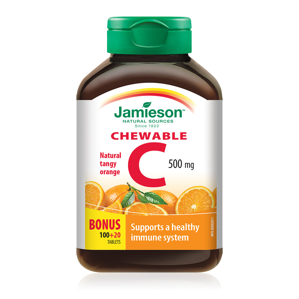 Jamieson Chewable Vitamin C 500 mg Natural Tangy Orange Flavour