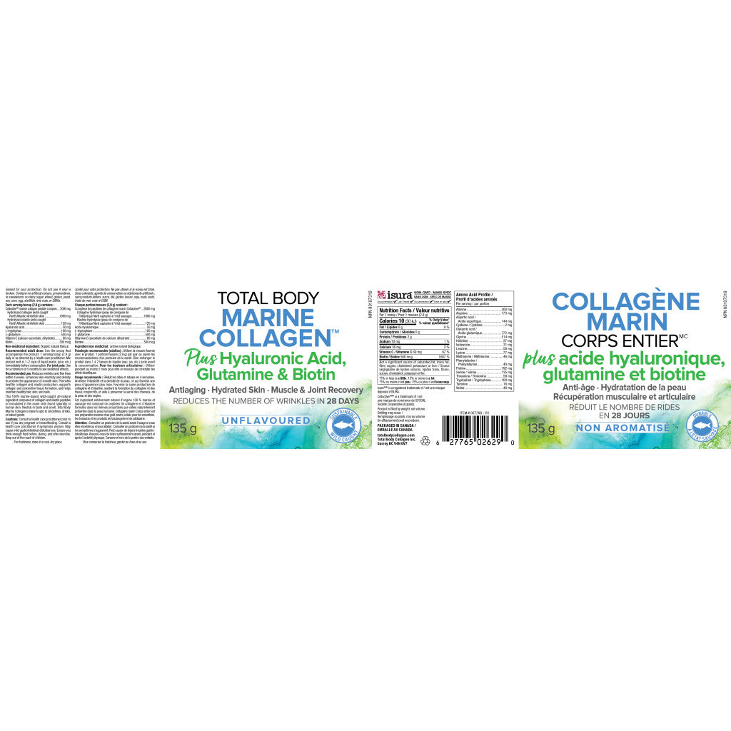 Total Body Marine Collagen with Hyaluronic Acid, Glutamine, & Biotin powder