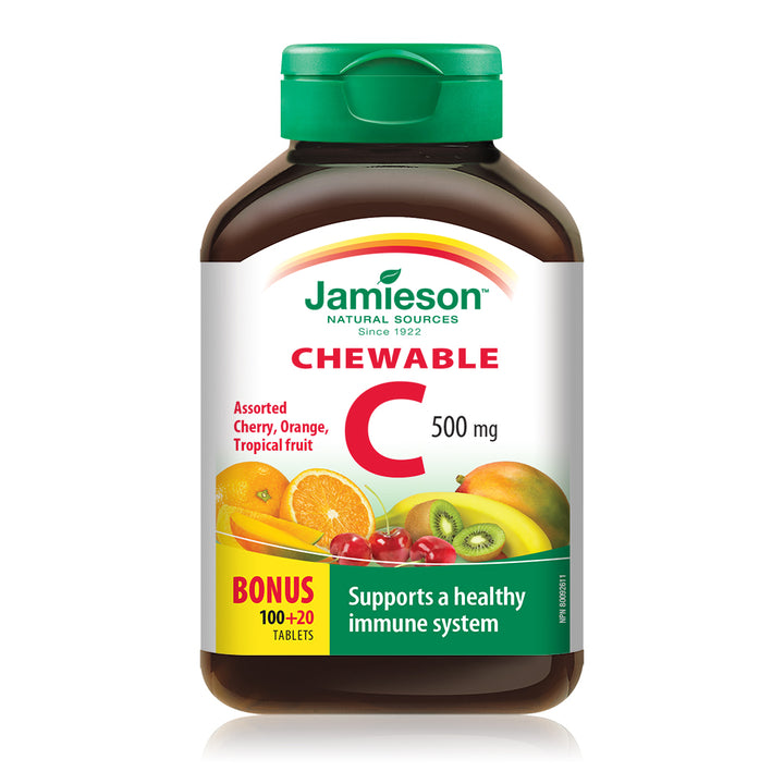 Jamieson Chewable Vitamin C 500 mg Mixed 3 Flavours