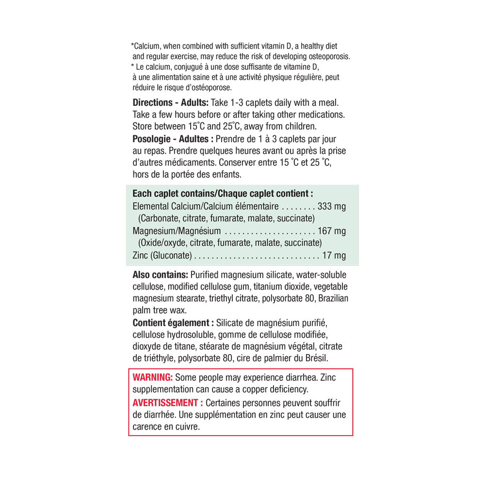 Jamieson Calcium Magnesium + Zinc Caplets