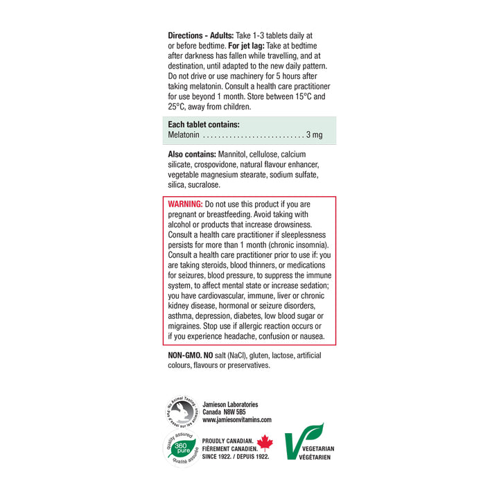 Jamieson Melatonin Fast Dissolving Tablets, 3 mg