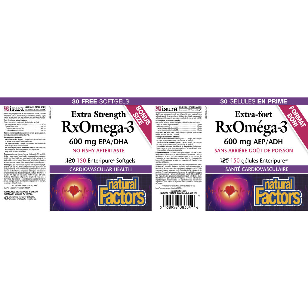 Natural Factors RxOmega-3 Extra Strength 600 mg