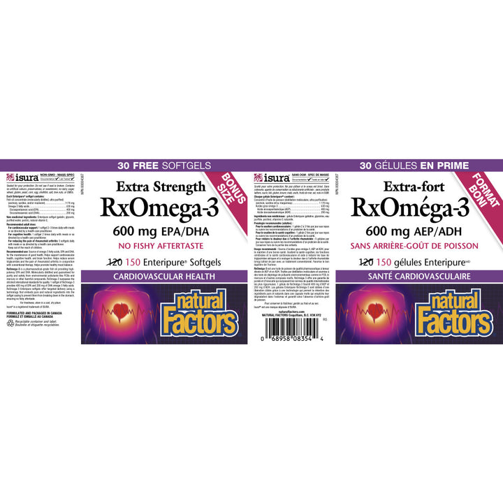 Natural Factors RxOmega-3 Extra Strength 600 mg