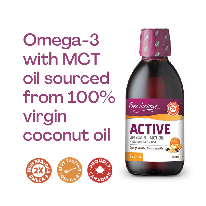Active Omega-3 + MCT Oil, Orange Vanilla, Sea-licious Liquid