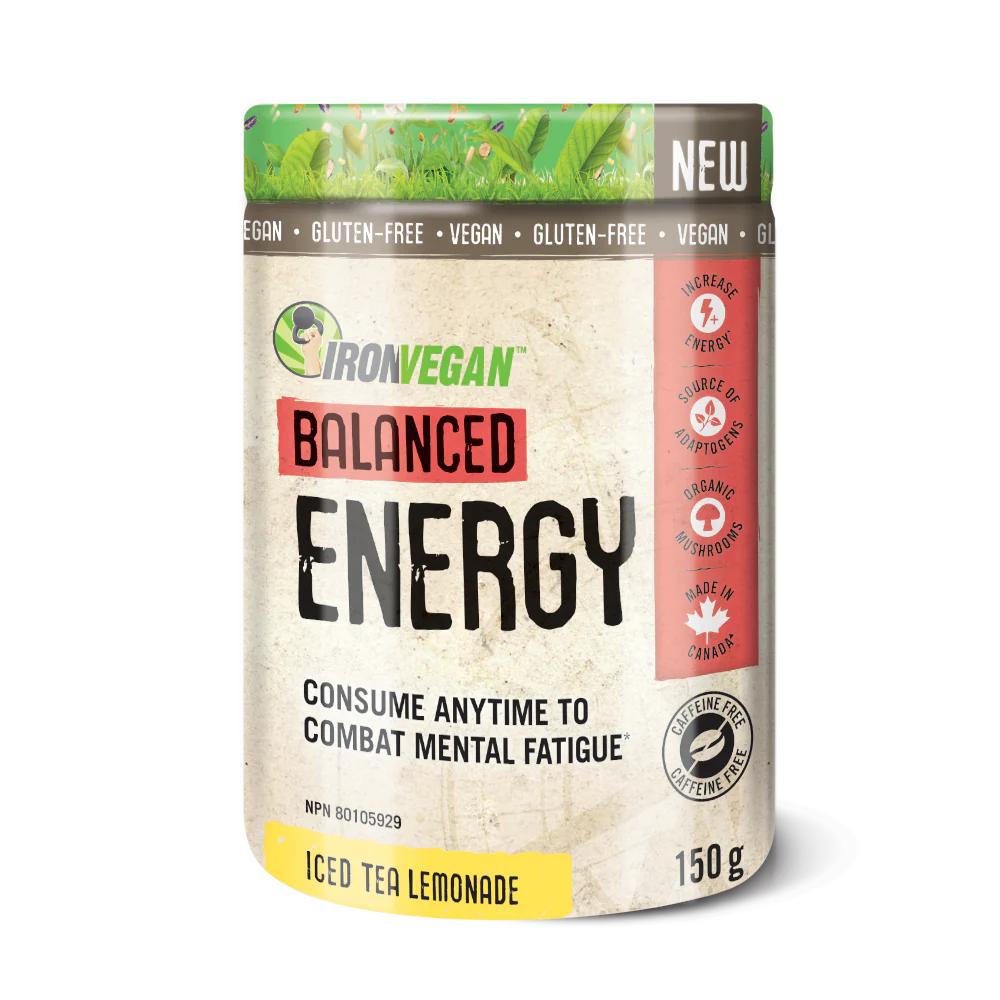 Iron Vegan Balanced Energy, Consume anytime to combat mental fatigue, Iced Tea Lemonade, 150g