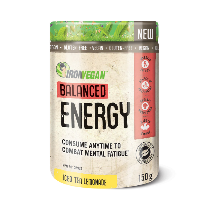 Iron Vegan Balanced Energy, Consume anytime to combat mental fatigue, Iced Tea Lemonade, 150g
