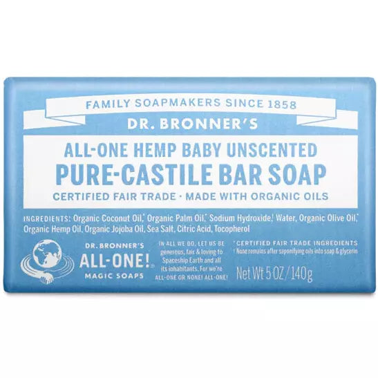 Dr. Bronner's Pure Castile Unscented Bar Soap