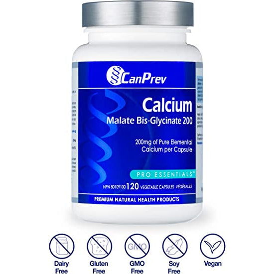 Canprev Calcium Malate Bis-glycinate 200, Pro Essentials Vegetarian Capsules