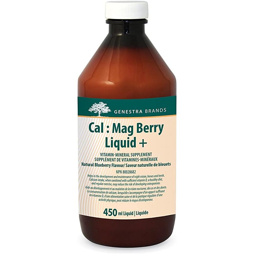 Genestra Cal Mag Berry Liquid+ Vitamin-Mineral Supplement Natural Blueberry Flavour