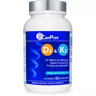 Canprev D3 & K2 1000iu & 120mcg in Organic Coconut Oil Softgels
