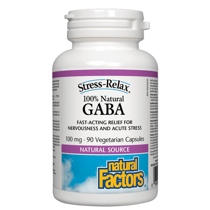 100% Natural GABA 100 mg, Stress-Relax Vegetarian Capsules
