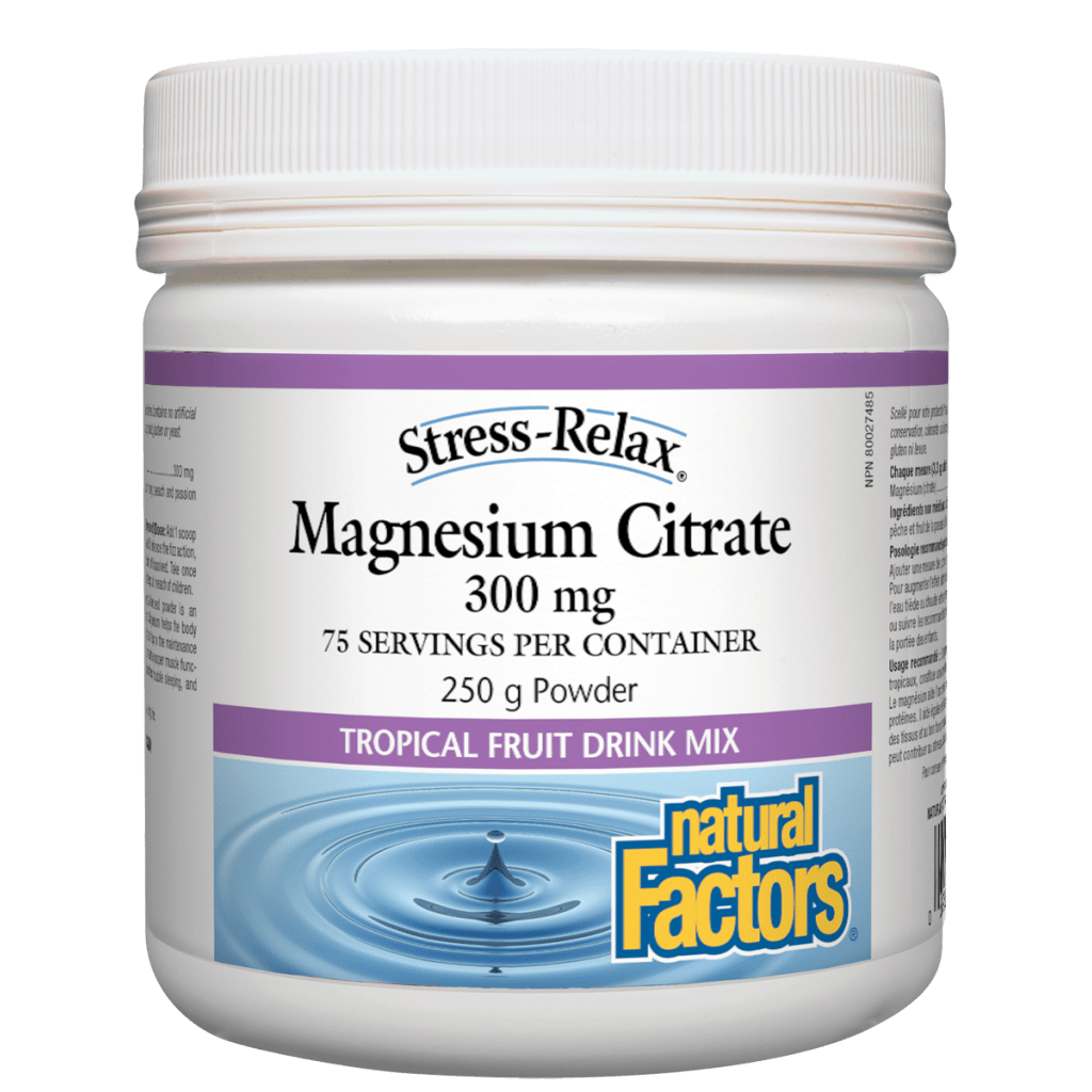 Magnesium Citrate 300 mg, Tropical Fruit Flavour, Stress-Relax Powder