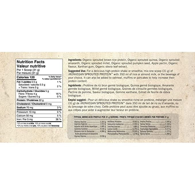 Iron Vegan Sprouted Protein Powder, Vanilla