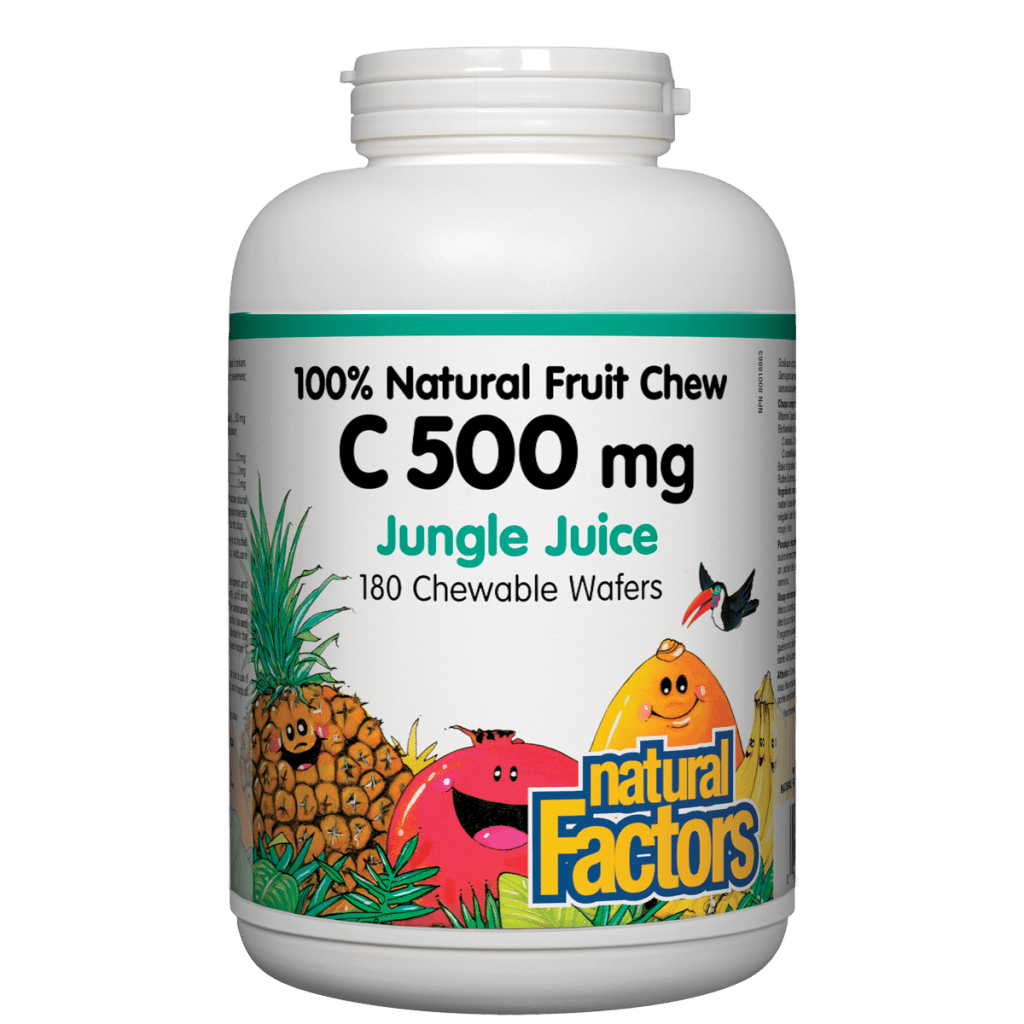 C 500 mg 100% Natural Fruit Chew, Jungle Juice Chewable Wafers