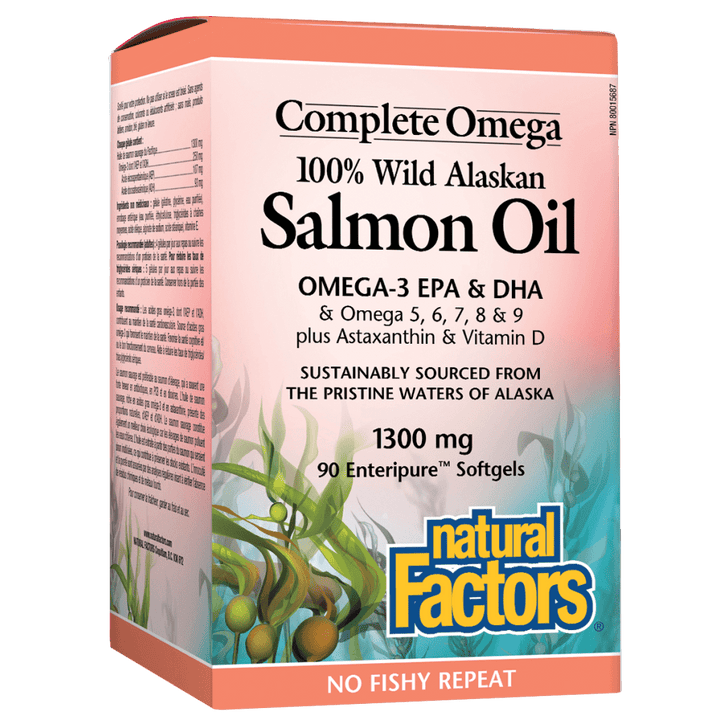100% Wild Alaskan Salmon Oil 1300 mg, Complete Omega Enteripure Softgels