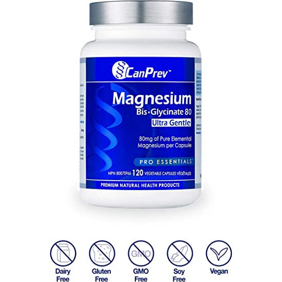 Canprev Magnesium BisGlycinate 80 Ultra Gentle Vegetarian Capsules