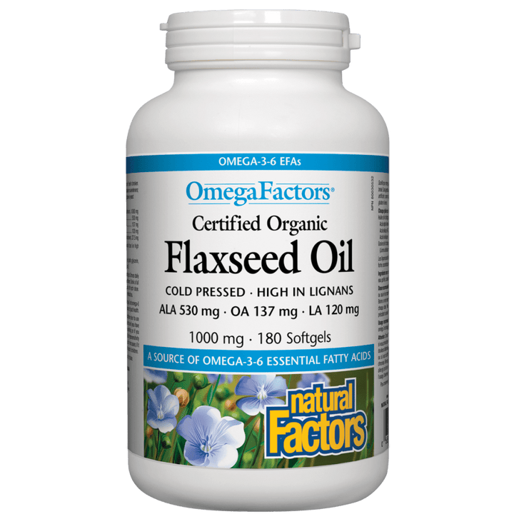 Certified Organic Flaxseed Oil 1000 mg, OmegaFactors Softgels