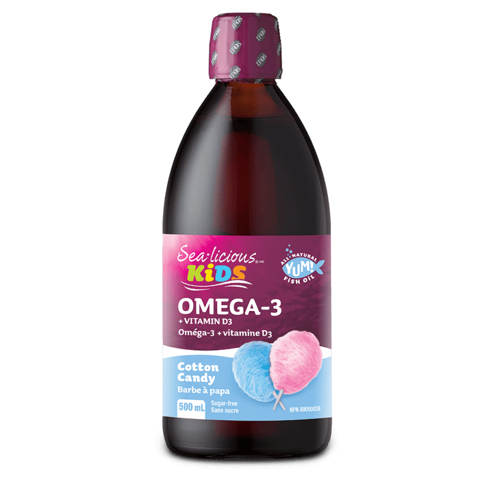 Omega-3 EPA + DHA with Vitamin D3, Cotton Candy, Sea-licious Kids Liquid
