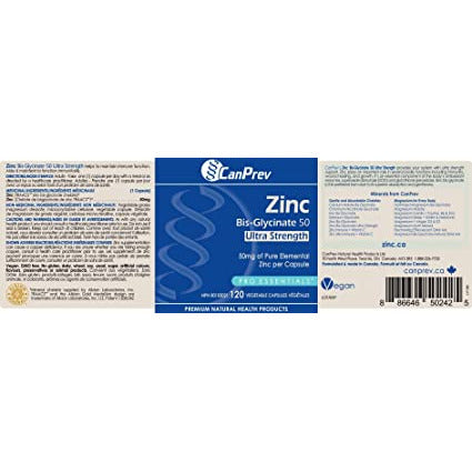 Canprev Zinc Bisglycinate 50 Ultra Strength Vegetarian Capsules