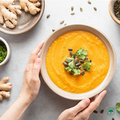 Gingery Carrot and Sweet Potato Soup - The perfect winter warmer you can make in your slow cooker!