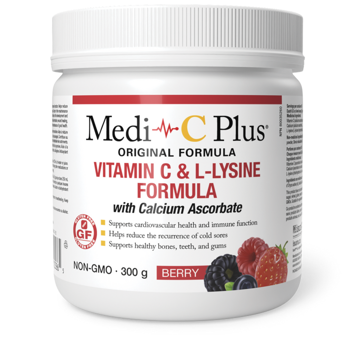 Assured Natural Medi-C Plus Vitamin C, L-Lysine and Calcium Formula Berries Flavour