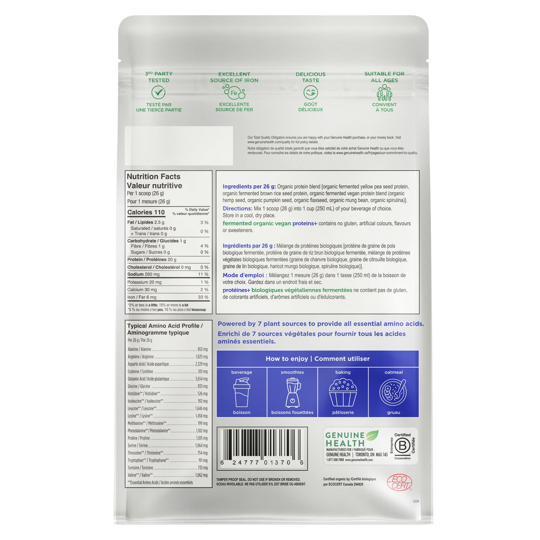 Genuine Health Fermented Organic Vegan Protein unsweetened and unflavoured