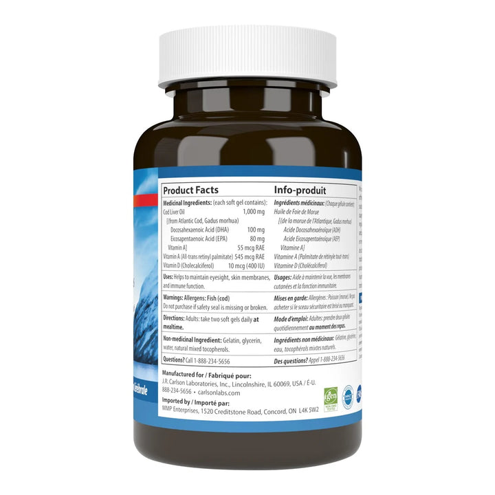 Carlson - Cod Liver Oil Gems, Super 1,000 mg + A & D3