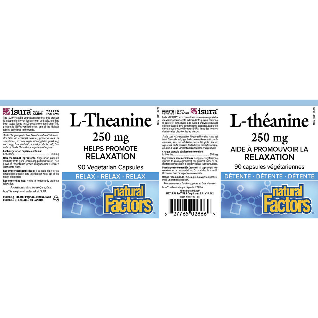 Natural Factors L-Theanine 250 mg Relax Vegetarian Capsules